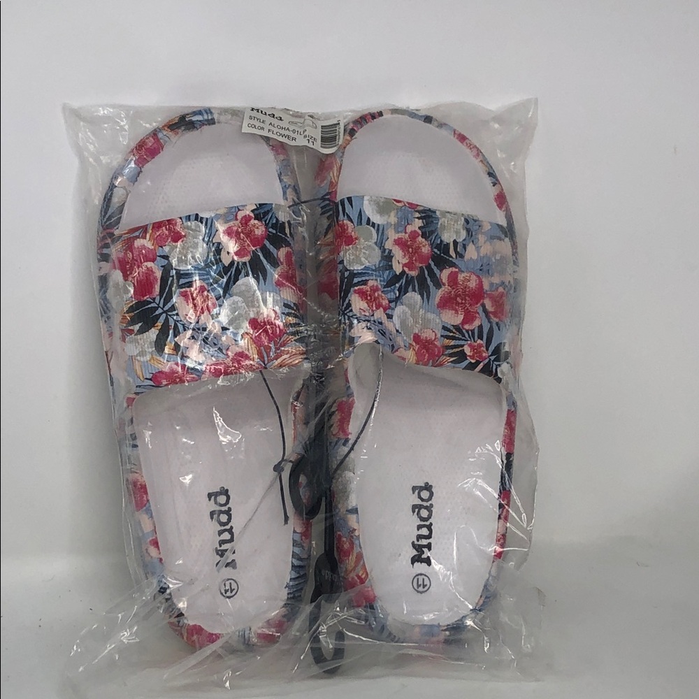 Mudd Aloha-01LP Floral White Flower Slides - Size 11 - Picture 6 of 7